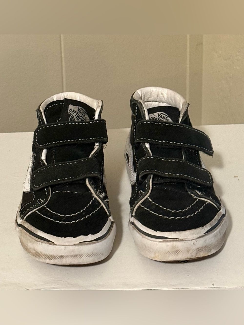 Vans Kids Black and White Velcro High-Top Sneakers 11.5